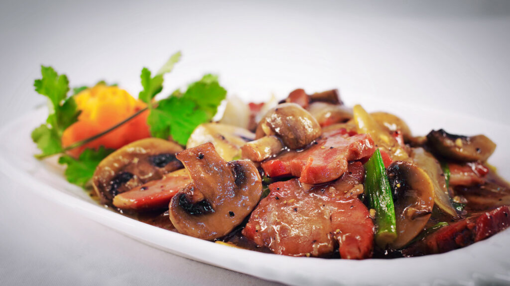 Char Siu(Roast Pork) with Mushroom & Black Pepper Sauce from Chinese Restaurant in Gosforth NE3 Newcastle upon Tyne